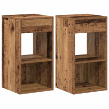 (old wood, 2 pcs) vidaXL Bedside Cabinet with Drawer Old Wood 35x34x66.5 cm bedside table
