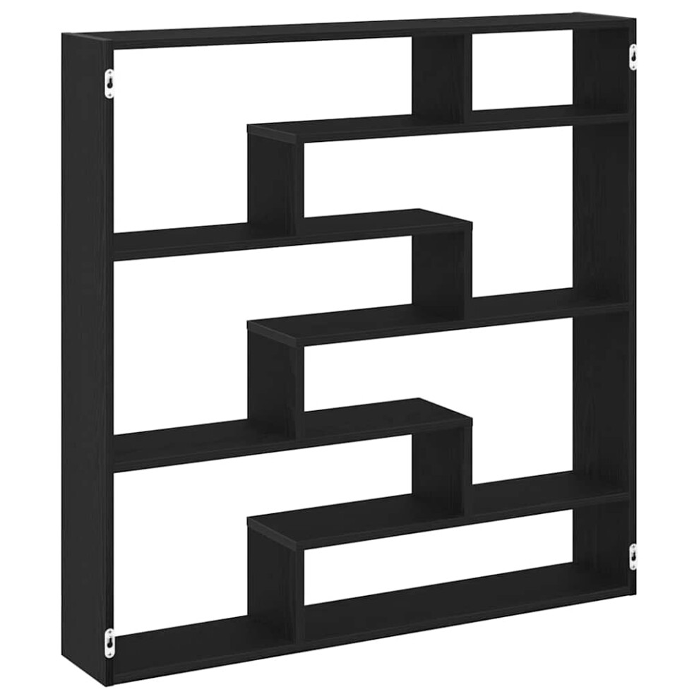 Vidaxl (Black) Wall Cube Shelf Floating Storage Shelf 7 Compartments Engineered Wood Black