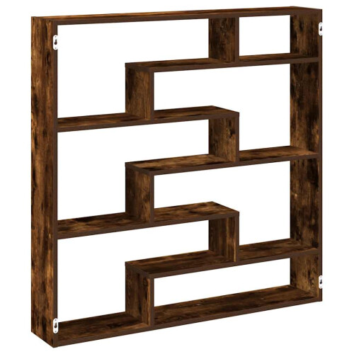 VidaXL (smoked oak) vidaXL Wall Cube Shelf Floating Storage Shelf 7 Compartments Engineered Wood 1