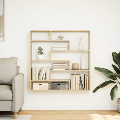 VidaXL (sonoma oak) vidaXL Wall Cube Shelf Floating Storage Shelf 7 Compartments Engineered Wood 2