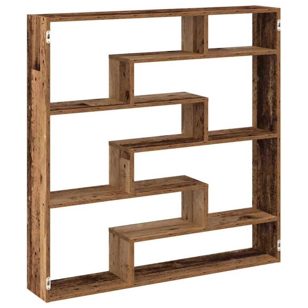 (old wood) vidaXL Wall Cube Shelf Floating Storage Shelf 7 Compartments Engineered Wood