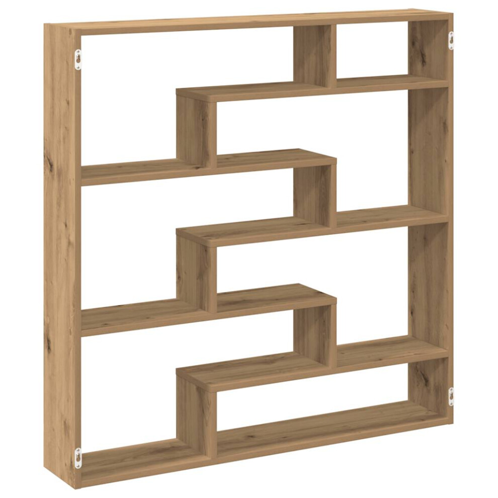 Vidaxl (Artisan Oak) Wall Cube Shelf Floating Storage Shelf 7 Compartments Engineered Wood