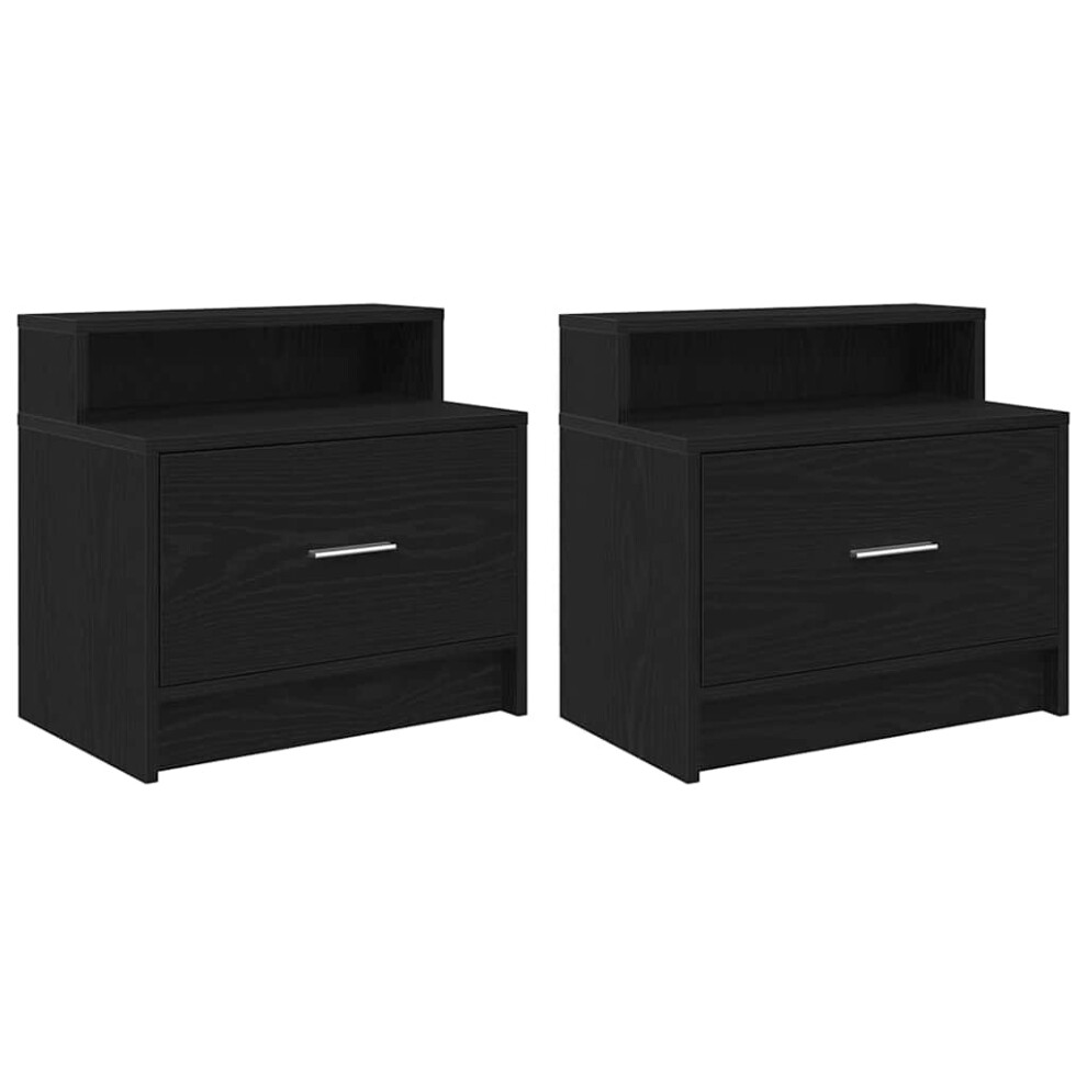 Vidaxl (Black, 2 Pcs) Bedside Cabinet With Drawer Concrete Grey 51X31x47 Cm Bedside Table