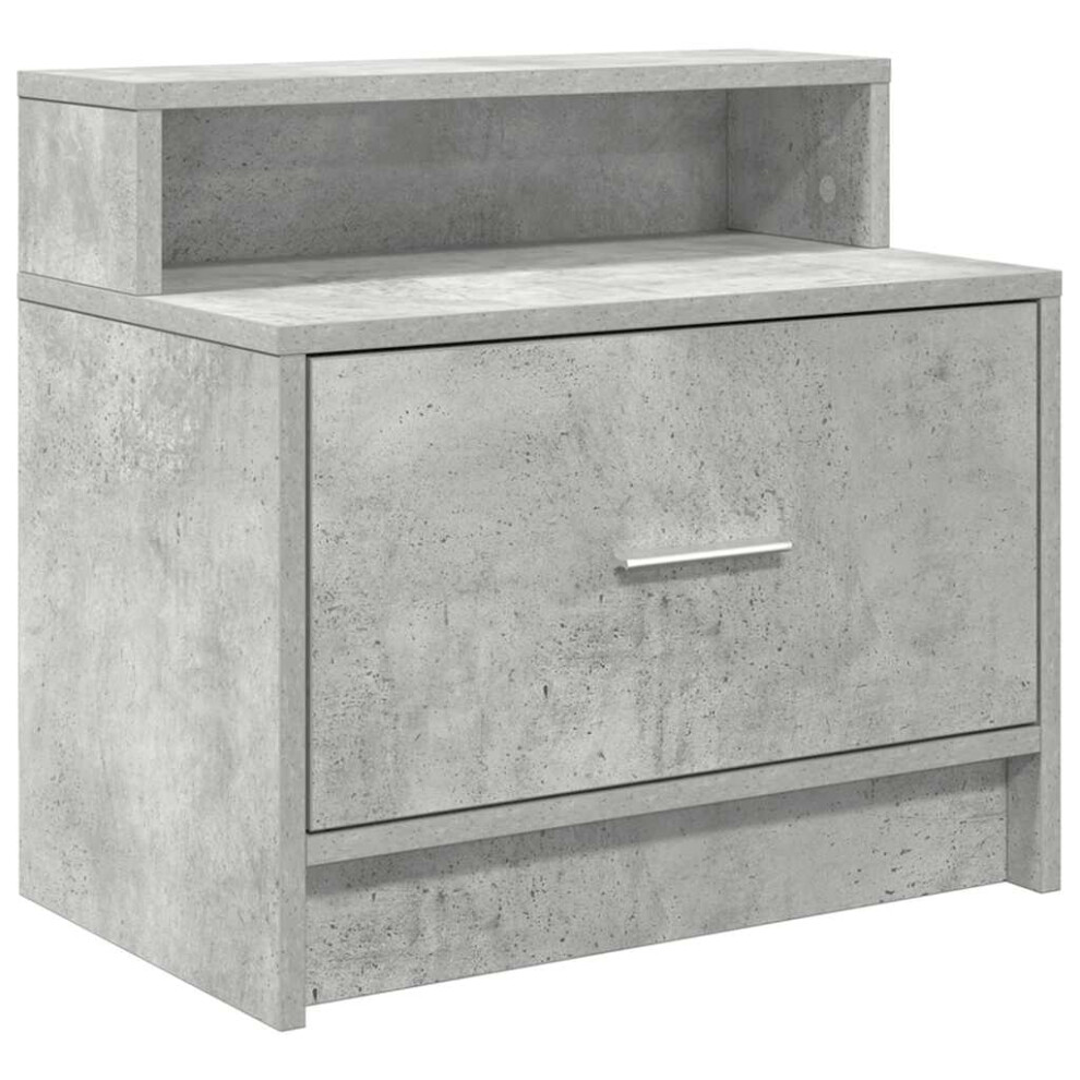 (concrete grey, 1 pcs) vidaXL Bedside Cabinet with Drawer Concrete Grey 51x31x47 cm bedside table-image-OPC-PFW7XBV-NEW
