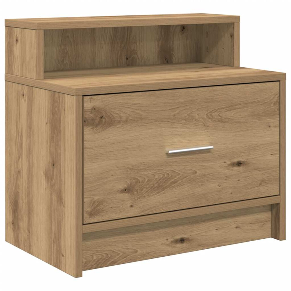 (artisan oak, 1 pcs) vidaXL Bedside Cabinet With Drawer Concrete Grey 51x31x47 Cm Bedside Table