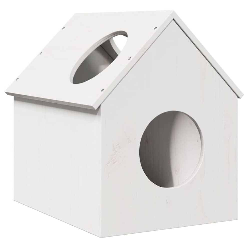 Vidaxl (White) Cat House White 41X50x50 Cm Solid Wood Pine Cat House Indoor