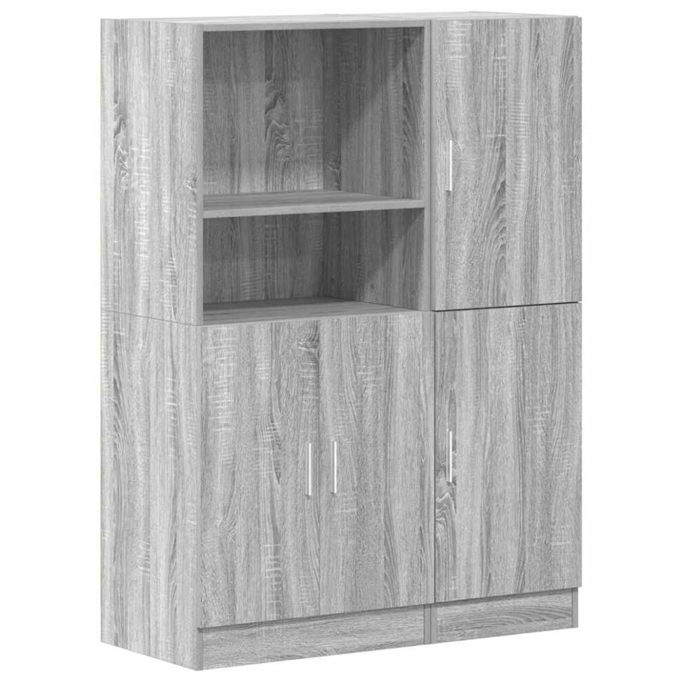 (grey sonoma) vidaXL Kitchen Cabinet Set 2 Piece Storage Cabinet Cupboard Engineered Wood