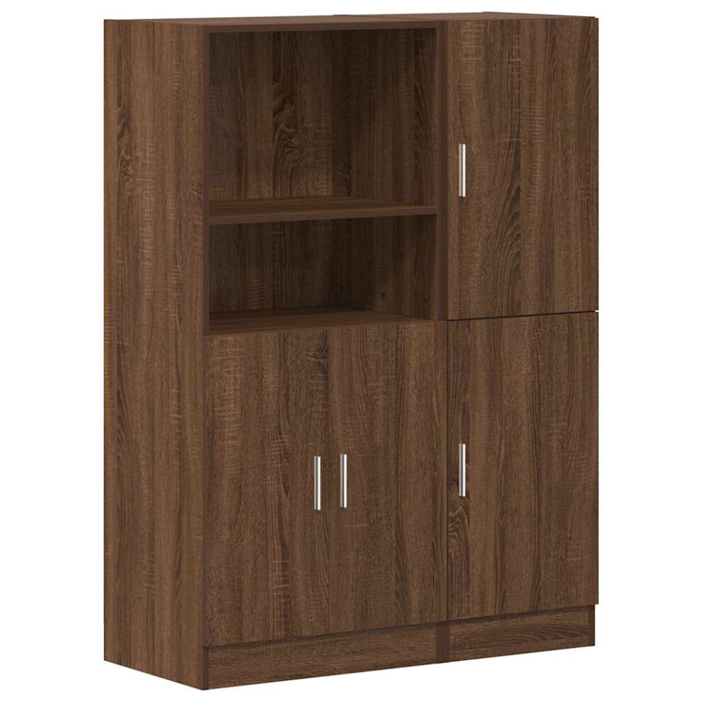 (brown oak) vidaXL Kitchen Cabinet Set 2 Piece Storage Cabinet Cupboard Engineered Wood