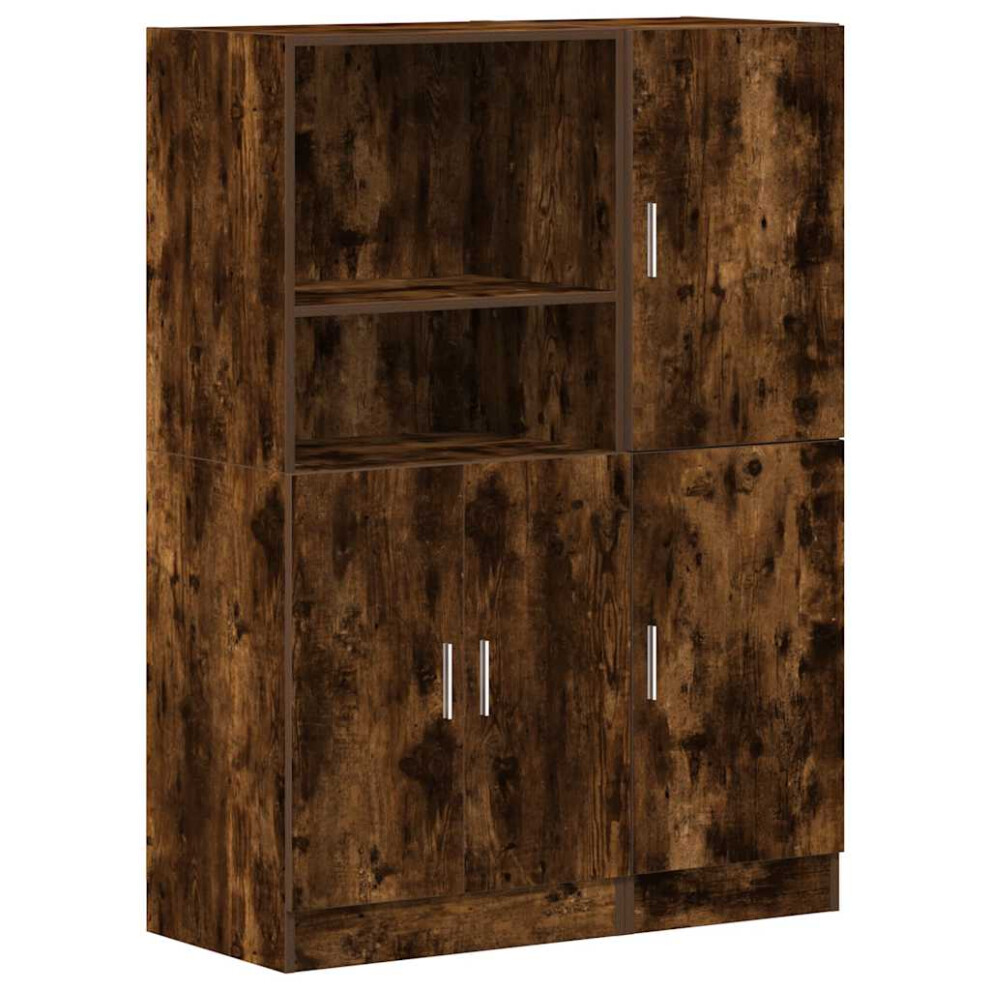 (smoked oak) vidaXL Kitchen Cabinet Set 2 Piece Storage Cabinet Cupboard Engineered Wood