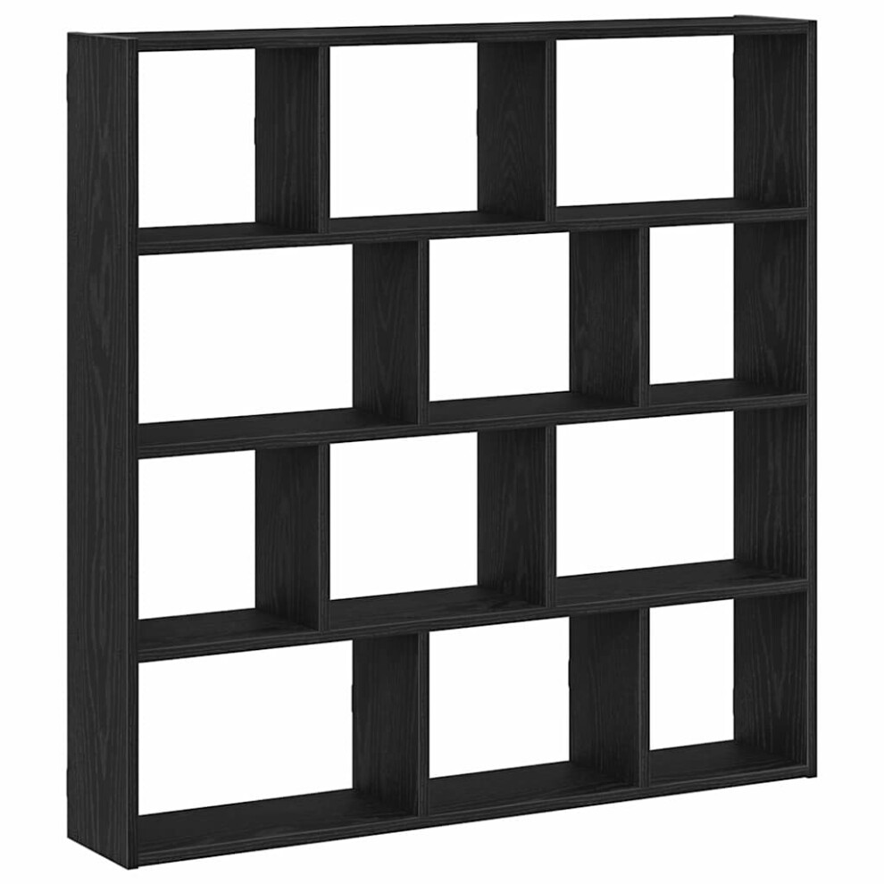 (black) vidaXL Wall Cube Shelf Floating Storage Shelf 12 Compartments Engineered Wood