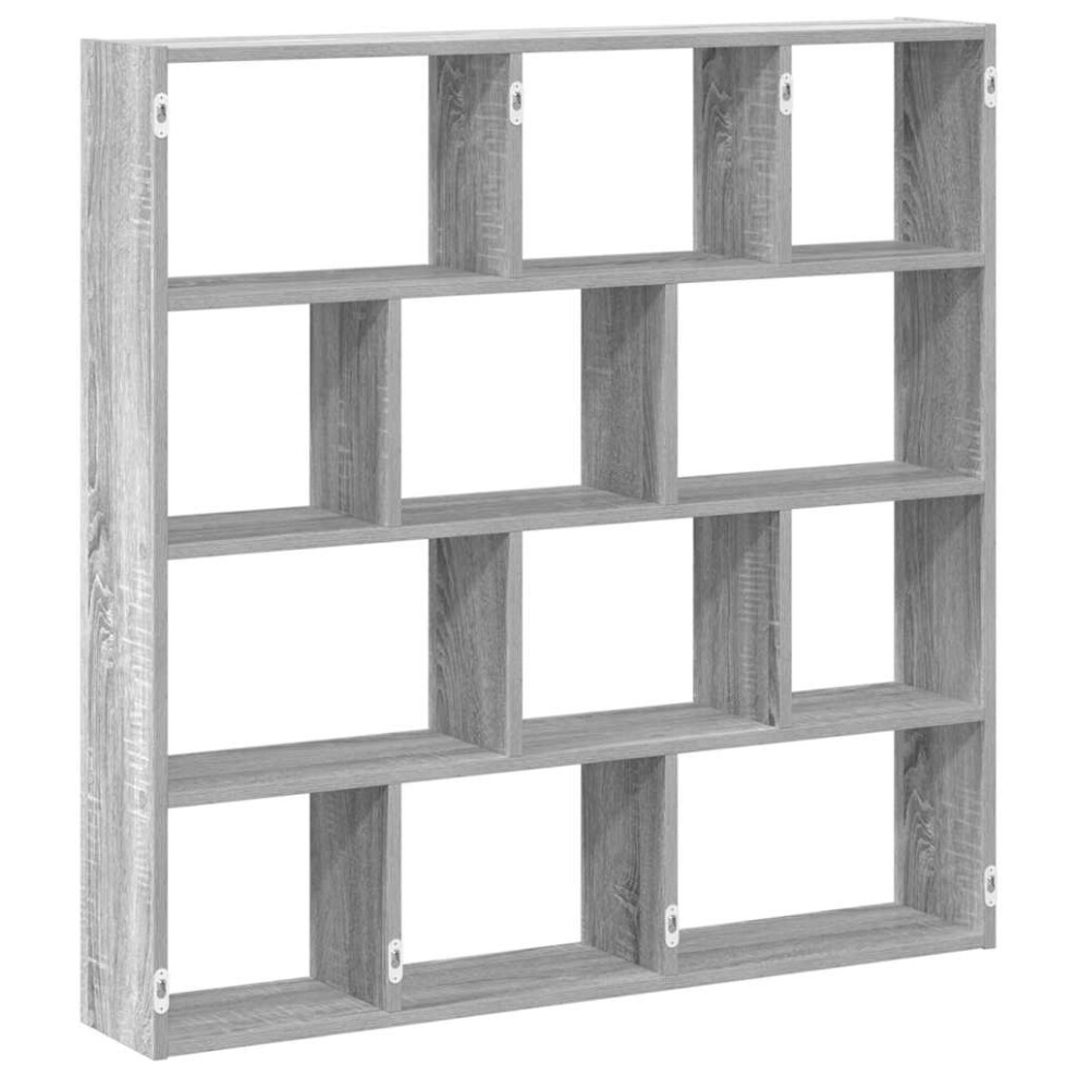 (grey sonoma) vidaXL Wall Cube Shelf Floating Storage Shelf 12 Compartments Engineered Wood