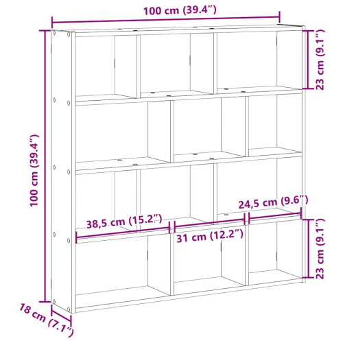 VidaXL (concrete grey) vidaXL Wall Cube Shelf Floating Storage Shelf 12 Compartments Engineered Wood 2