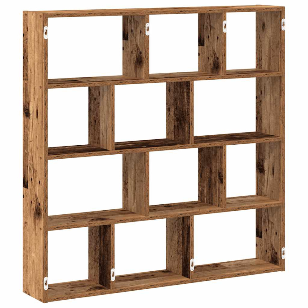 Vidaxl (Old Wood) Wall Cube Shelf Floating Storage Shelf 12 Compartments Engineered Wood