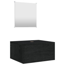 (black) vidaXL 2 Piece Bathroom Furniture Set Black Engineered Wood vanity mirror