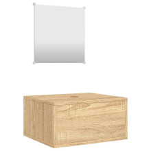 (oak) vidaXL 2 Piece Bathroom Furniture Set Black Engineered Wood vanity mirror