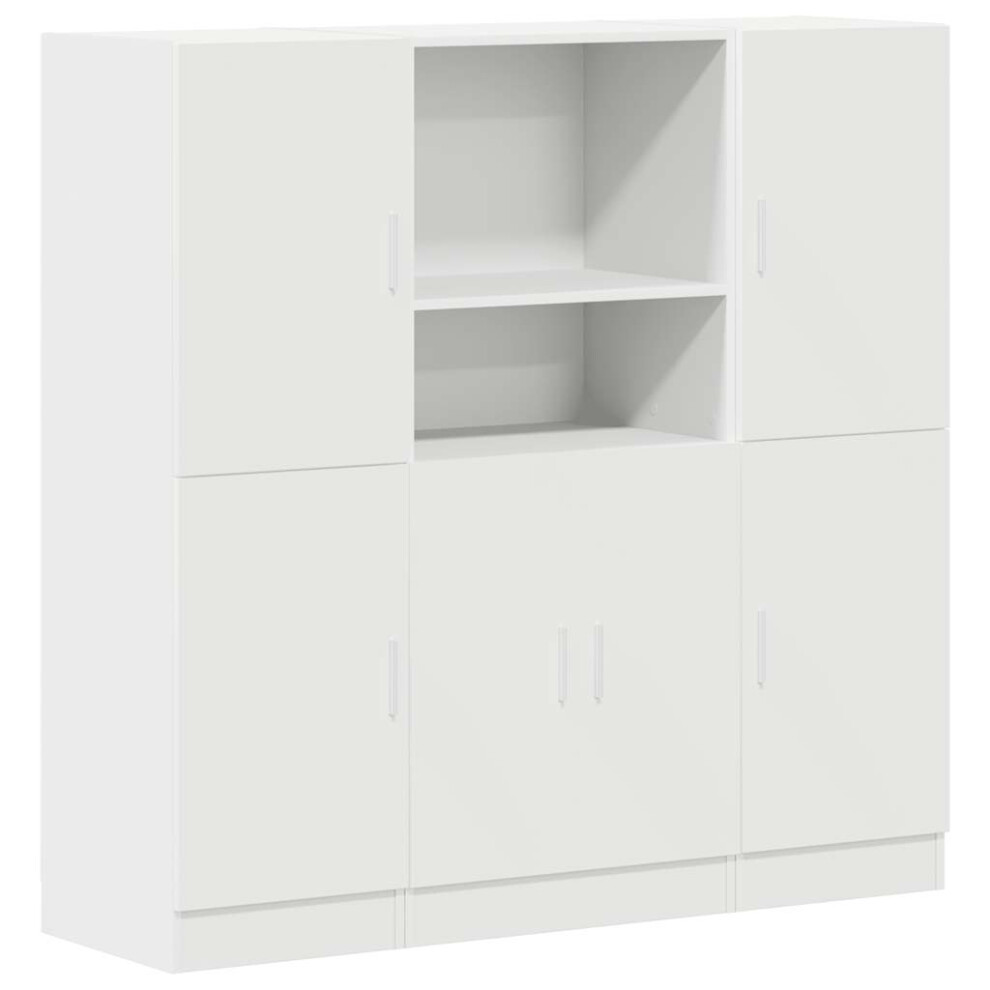 Vidaxl (White) Kitchen Cabinet Set 3 Piece Storage Cabinet Cupboard Engineered Wood