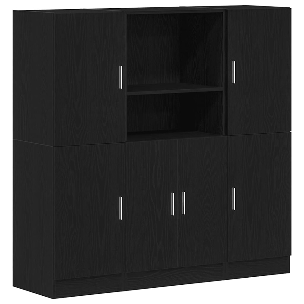 (black) vidaXL Kitchen Cabinet Set 3 Piece Storage Cabinet Cupboard Engineered Wood