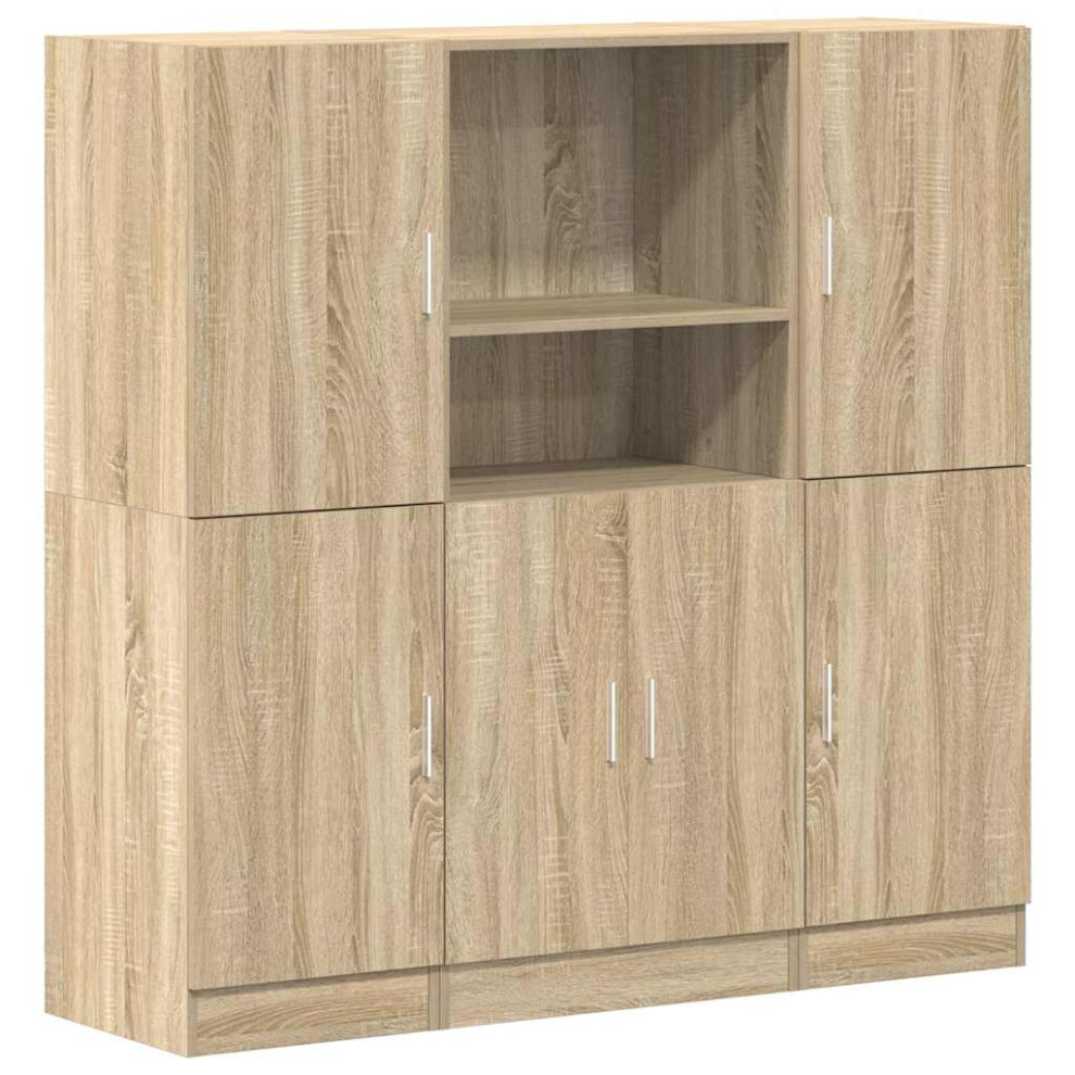 (sonoma oak) vidaXL Kitchen Cabinet Set 3 Piece Storage Cabinet Cupboard Engineered Wood