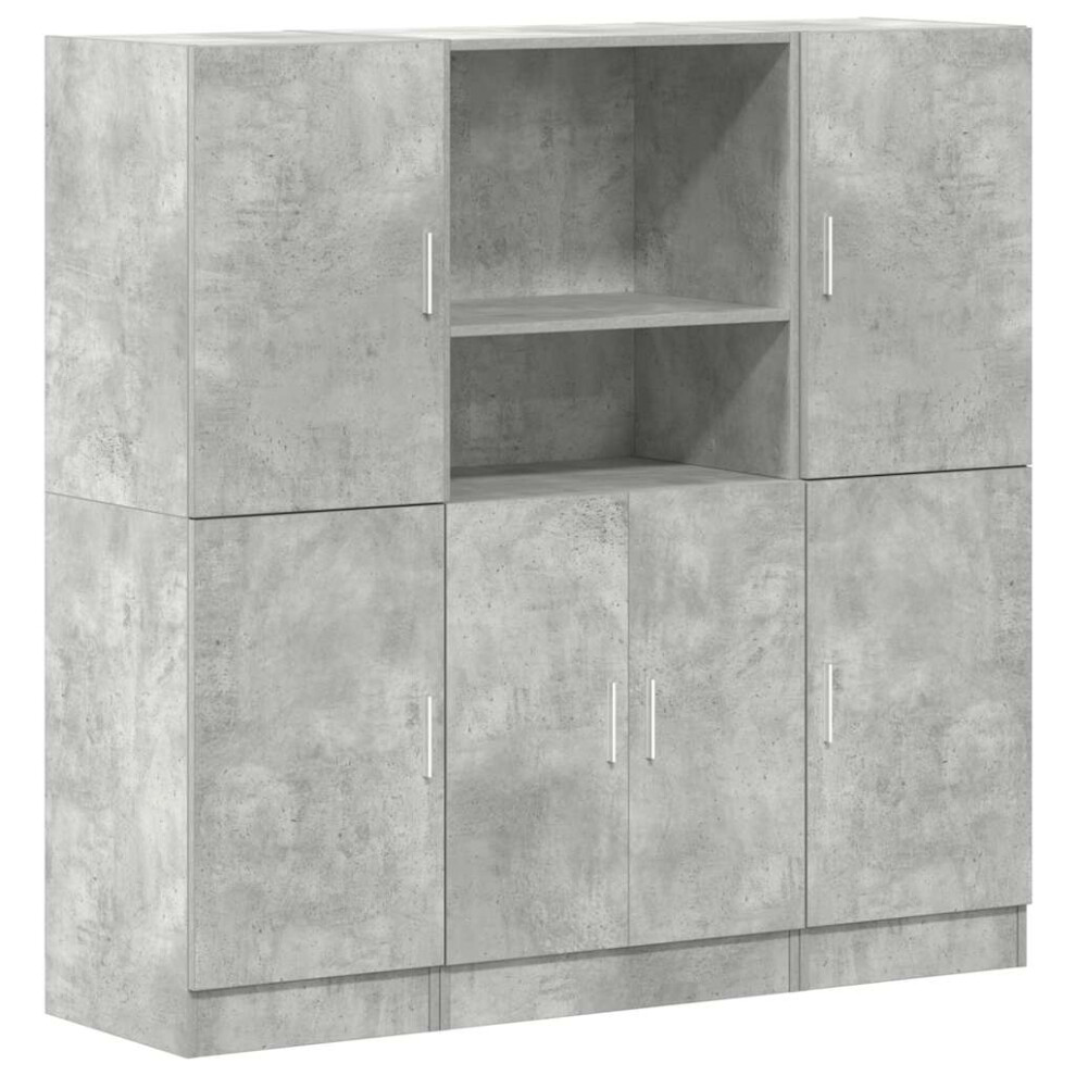 (concrete grey) vidaXL Kitchen Cabinet Set 3 Piece Storage Cabinet Cupboard Engineered Wood