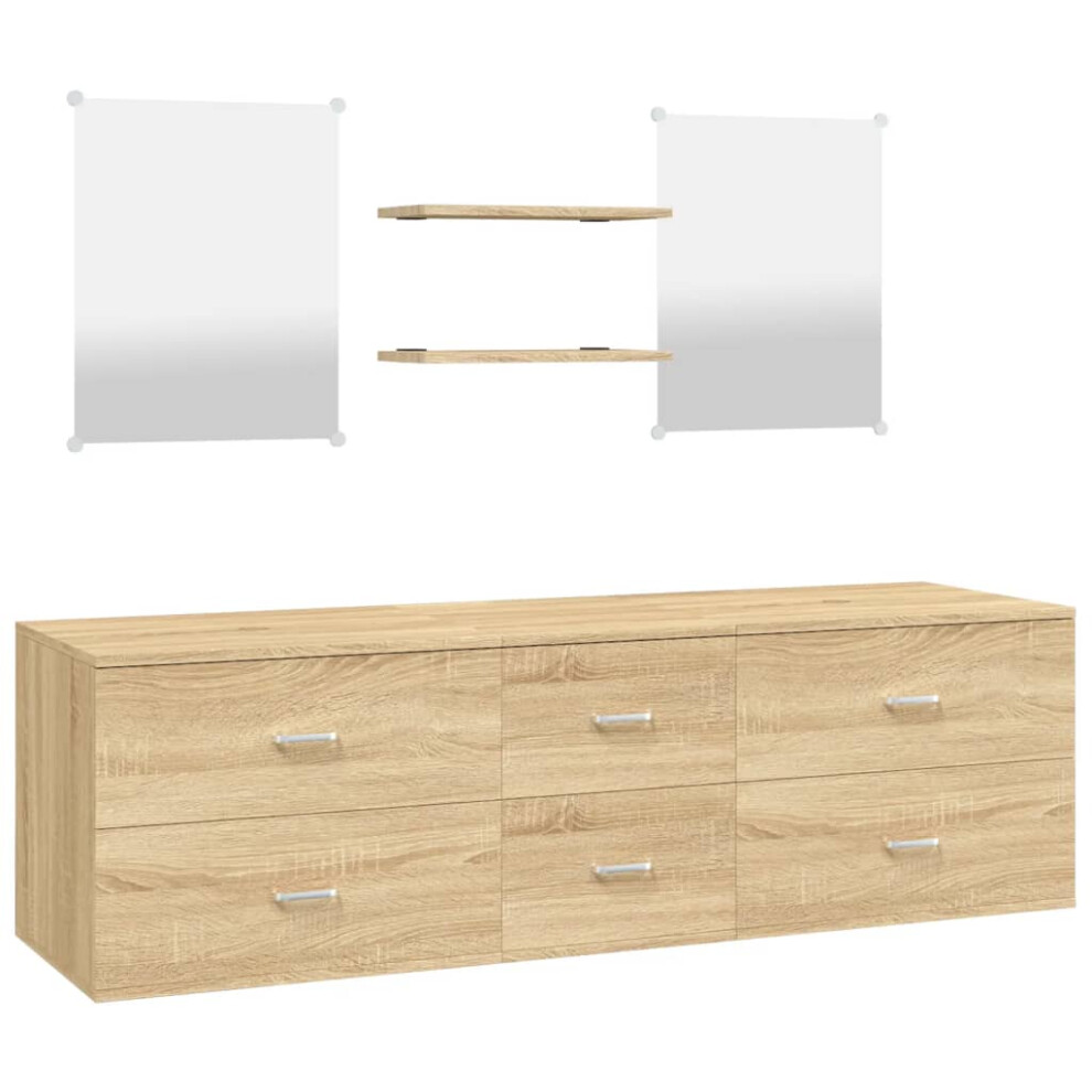Vidaxl (Oak) 5 Piece Bathroom Furniture Set Black Engineered Wood