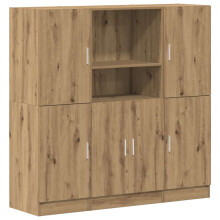 (artisan oak) vidaXL Kitchen Cabinet Set 3 Piece Storage Cabinet Cupboard Engineered Wood