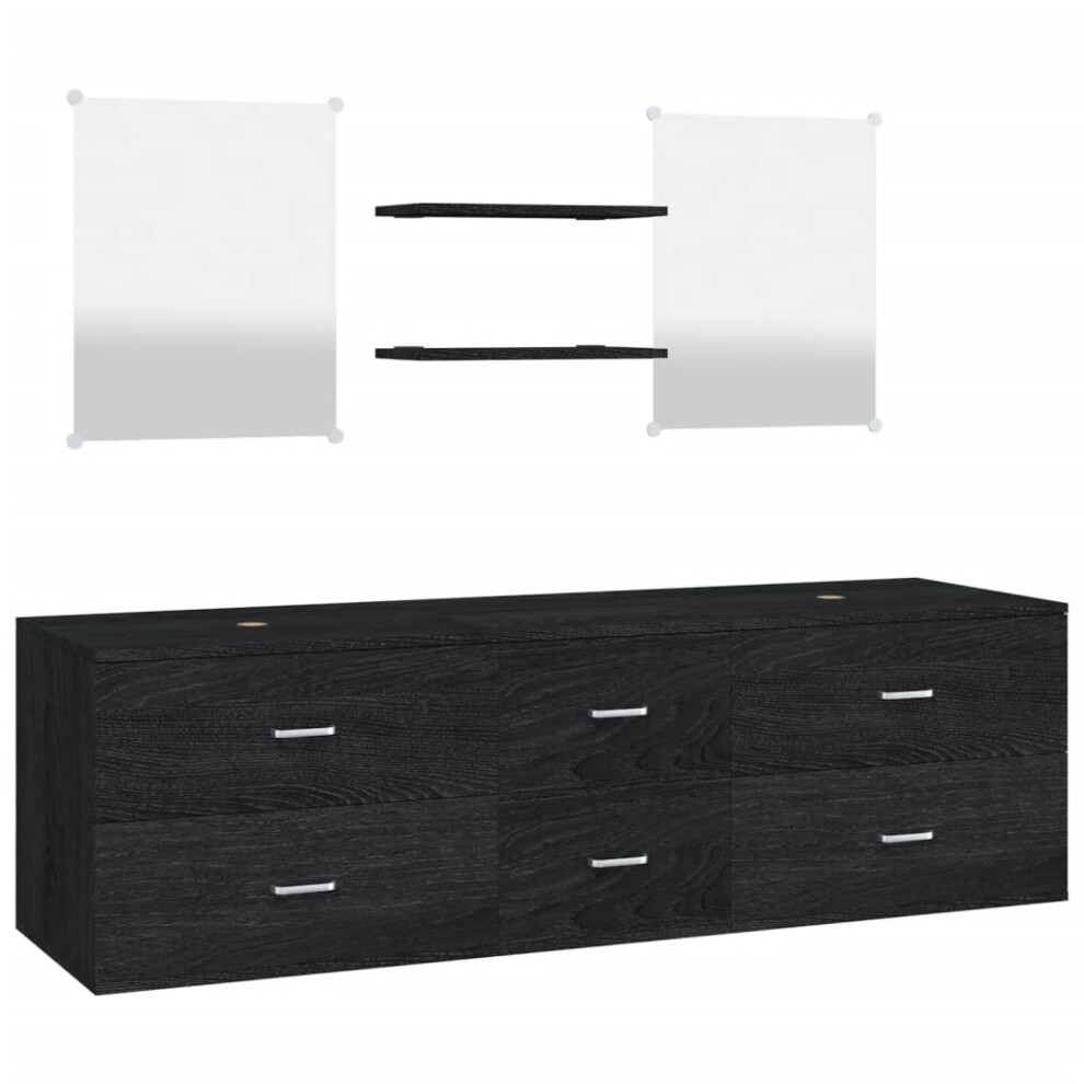 (black) vidaXL 5 Piece Bathroom Furniture Set Black Engineered Wood