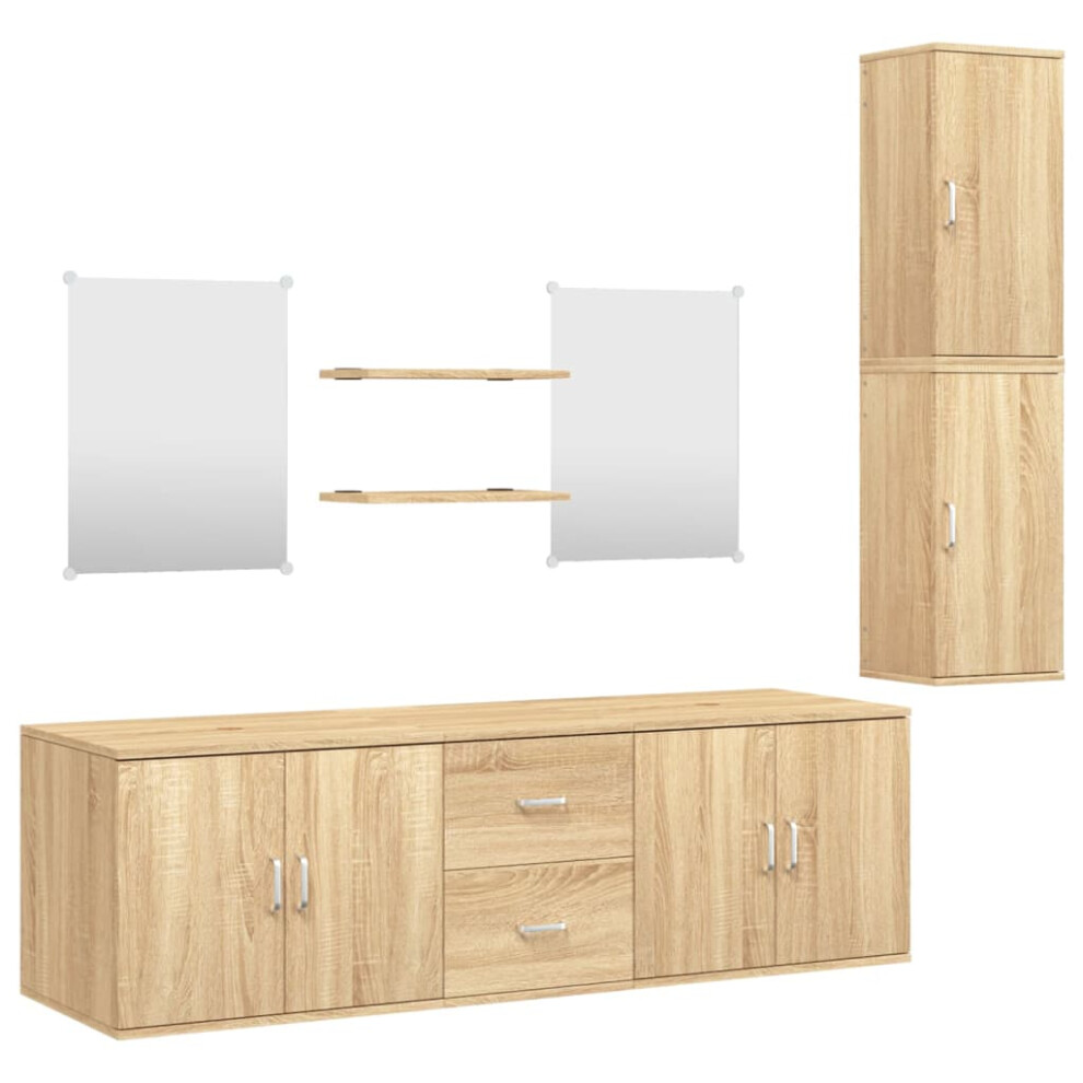 New Vidaxl (Oak) 7 Piece Bathroom Furniture Set Oak Engineered Wood 242562