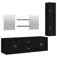 (black) vidaXL 7 Piece Bathroom Furniture Set Oak Engineered Wood