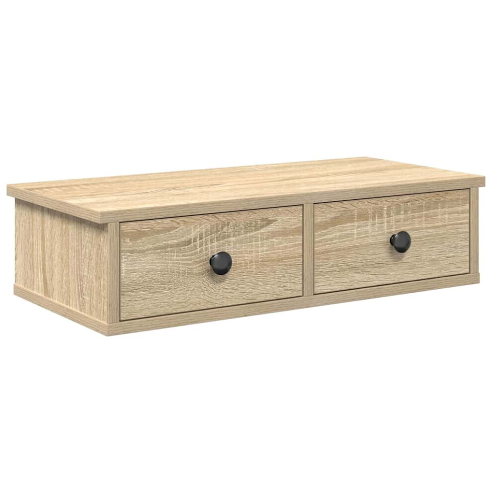 (sonoma oak, 60 x 25 x 15 cm) vidaXL Wall Shelf with Drawers White 60x25x15 cm Engineered Wood