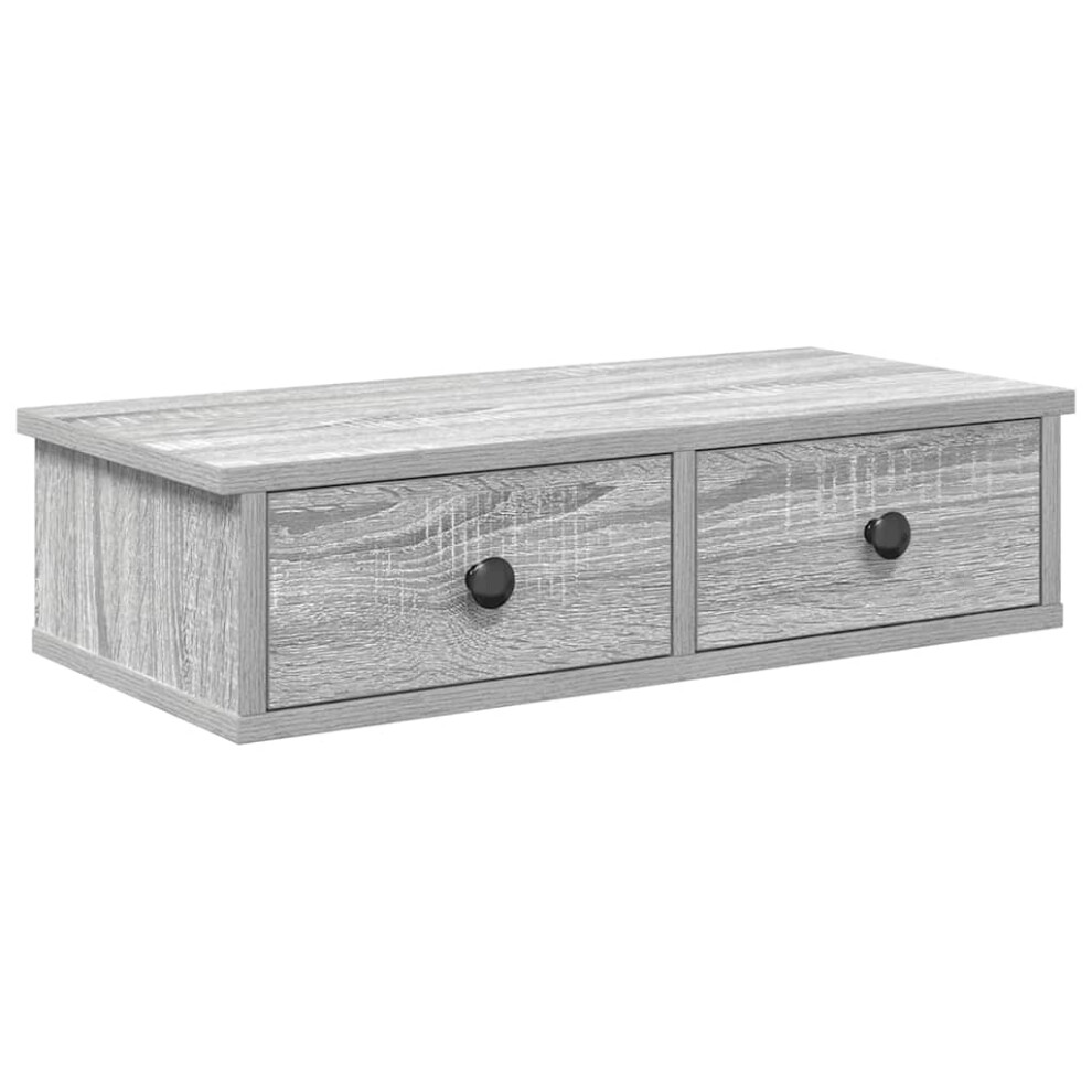 (grey sonoma, 60 x 25 x 15 cm) vidaXL Wall Shelf with Drawers White 60x25x15 cm Engineered Wood