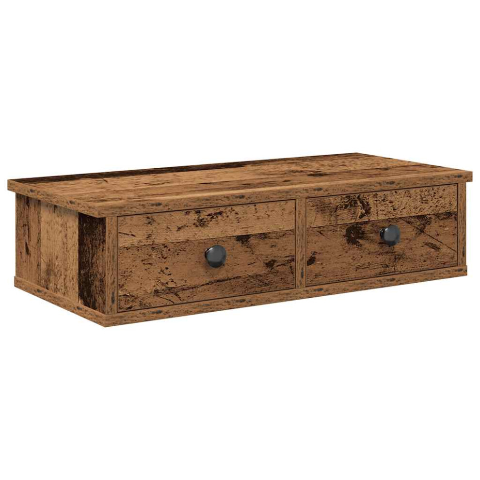Vidaxl (Old Wood, 60 X 25 X 15 Cm) Wall Shelf With Drawers White 60X25x15 Cm Engineered Wood