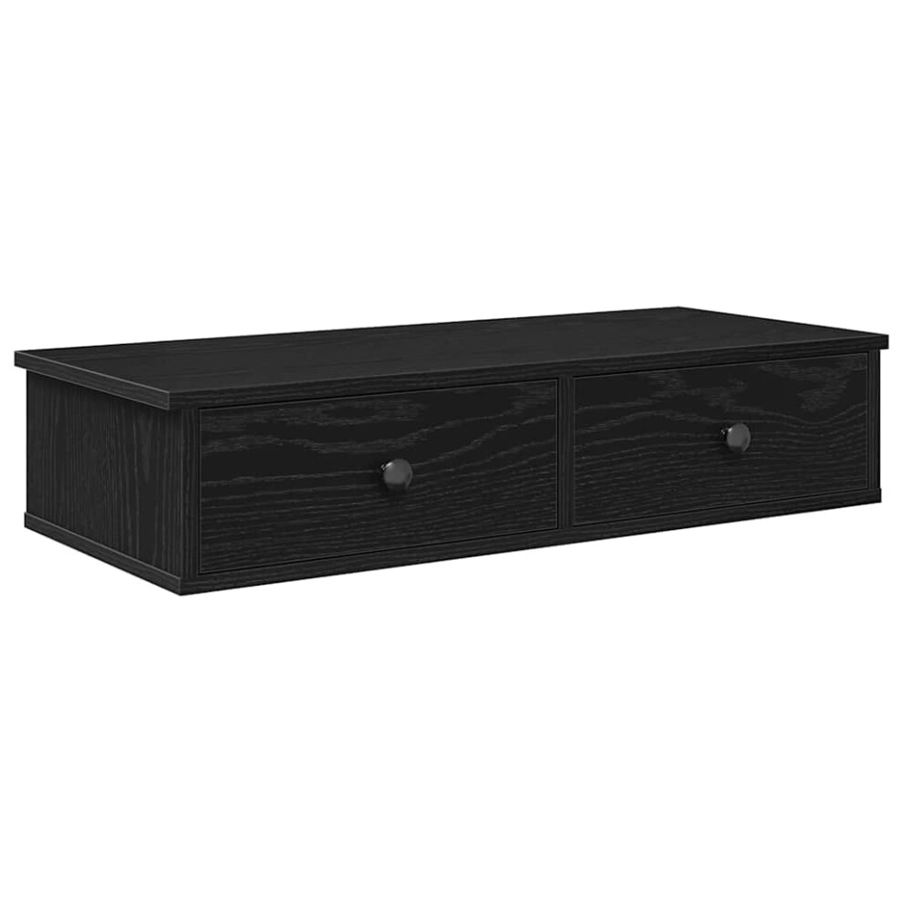 Vidaxl (Black, 80 X 31 X 17 Cm) Wall Shelf With Drawers White 60X25x15 Cm Engineered Wood