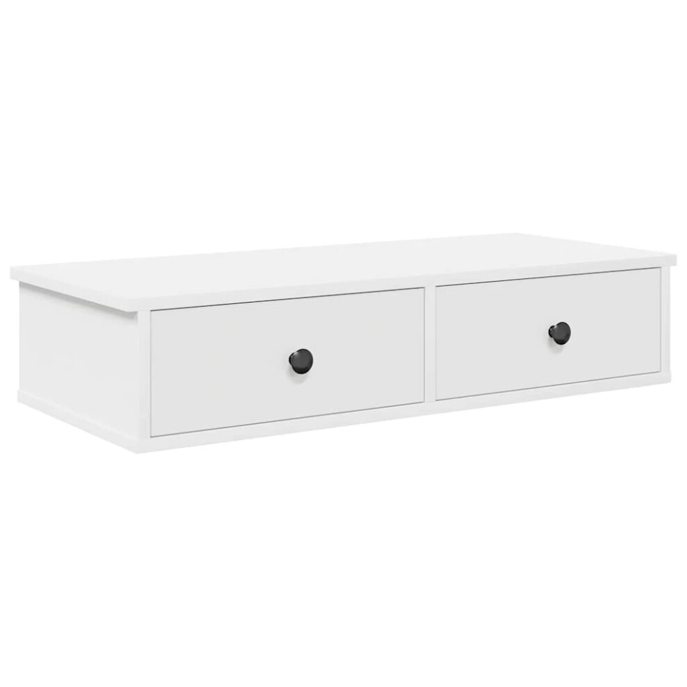 (white, 80 x 31 x 17 cm) vidaXL Wall Shelf with Drawers White 60x25x15 cm Engineered Wood