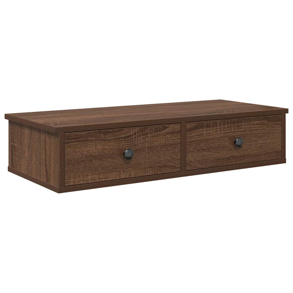 (brown oak, 80 x 31 x 17 cm) vidaXL Wall Shelf with Drawers White 60x25x15 cm Engineered Wood