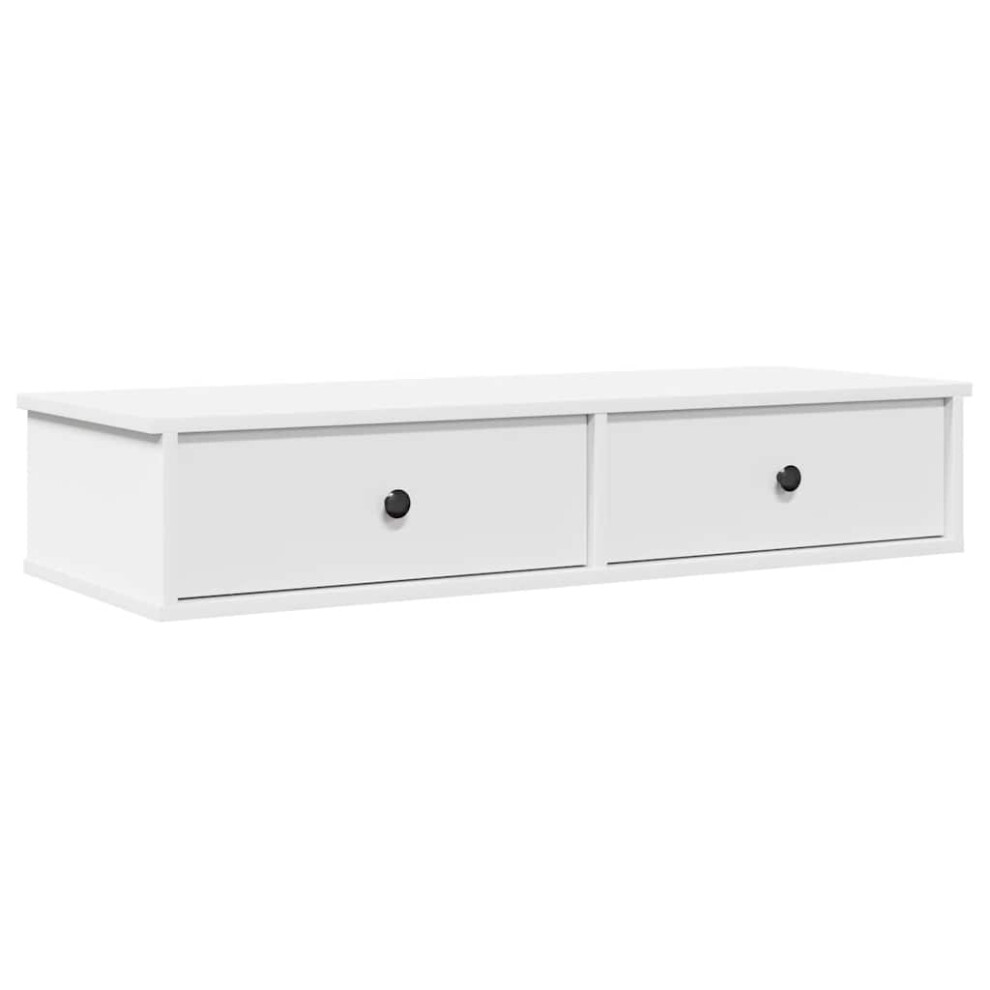 Vidaxl (White, 100 X 34 X 19 Cm) Wall Shelf With Drawers White 60X25x15 Cm Engineered Wood