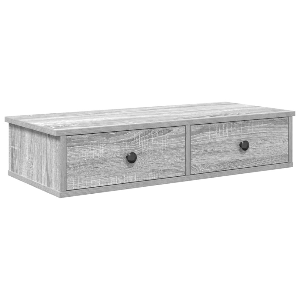 (grey sonoma, 80 x 31 x 17 cm) vidaXL Wall Shelf with Drawers White 60x25x15 cm Engineered Wood