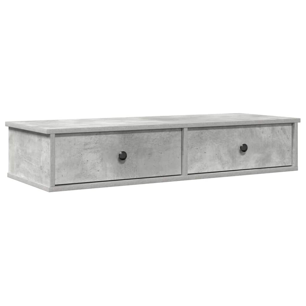 (concrete grey, 100 x 34 x 19 cm) vidaXL Wall Shelf with Drawers White 60x25x15 cm Engineered Wood