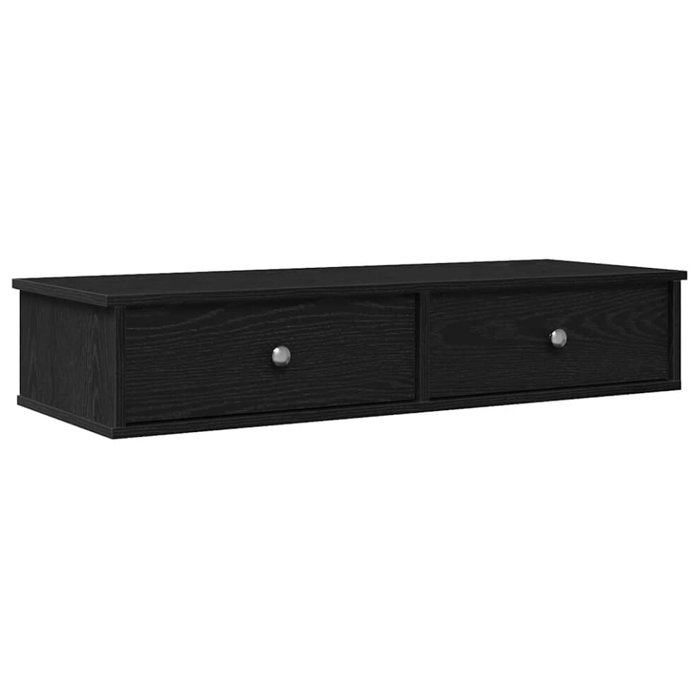 Vidaxl (Black, 100 X 34 X 19 Cm) Wall Shelf With Drawers White 60X25x15 Cm Engineered Wood