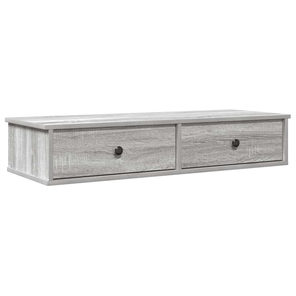 Vidaxl (Grey Sonoma, 100 X 34 X 19 Cm) Wall Shelf With Drawers White 60X25x15 Cm Engineered Wood