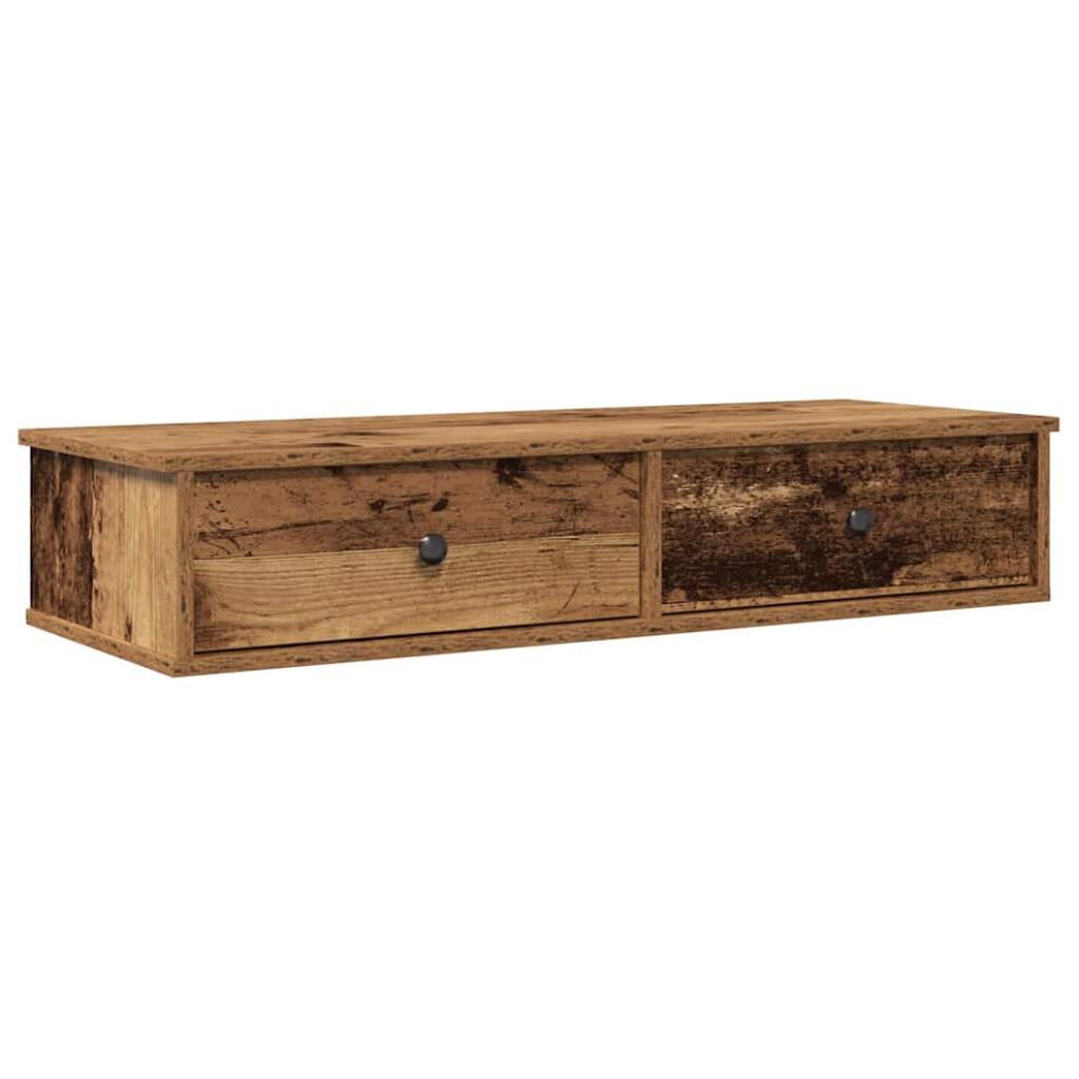 Vidaxl (Old Wood, 100 X 34 X 19 Cm) Wall Shelf With Drawers White 60X25x15 Cm Engineered Wood