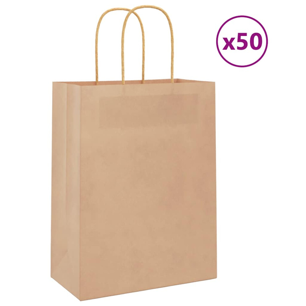 (brown, 22 x 11 x 28 cm) vidaXL Paper Bags 50 pcs with Handles Brown 15x8x21 cm Grocery Paper Gift Bag