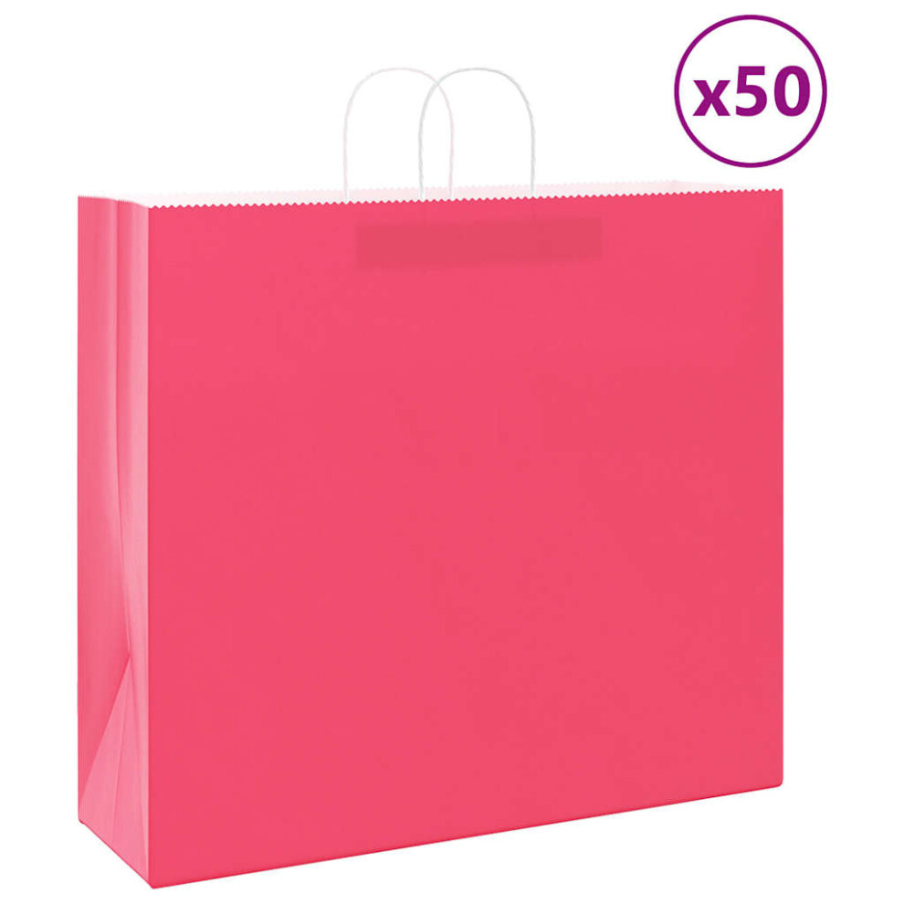 (pink, 54 x 15 x 49 cm) vidaXL Paper Bags 50 pcs with Handles Brown 15x8x21 cm Grocery Paper Gift Bag