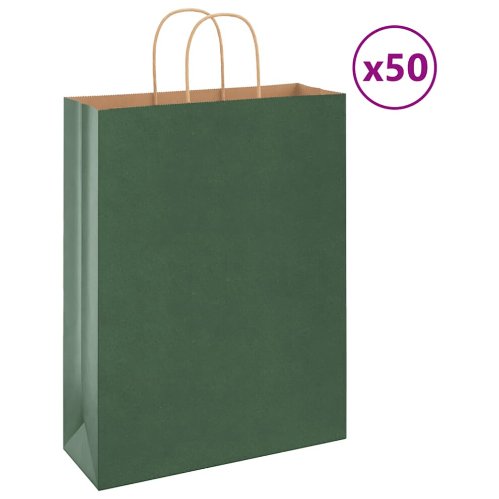 (green, 32 x 12 x 42 cm) vidaXL Paper Bags 50 pcs with Handles Brown 15x8x21 cm Grocery Paper Gift Bag