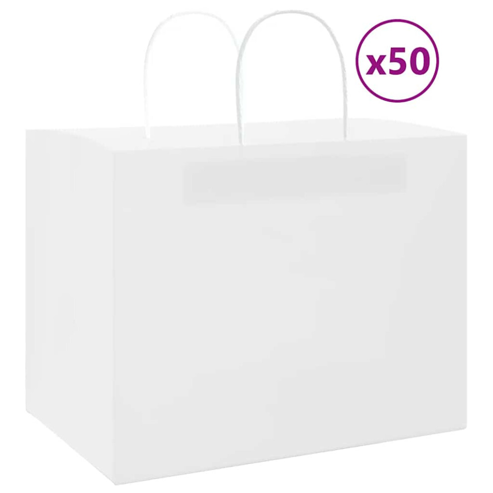 (white, 32 X 22 X 24 cm) vidaXL Paper Bags 50 Pcs With Handles Brown 15x8x21 Cm Grocery Paper Gift Bag