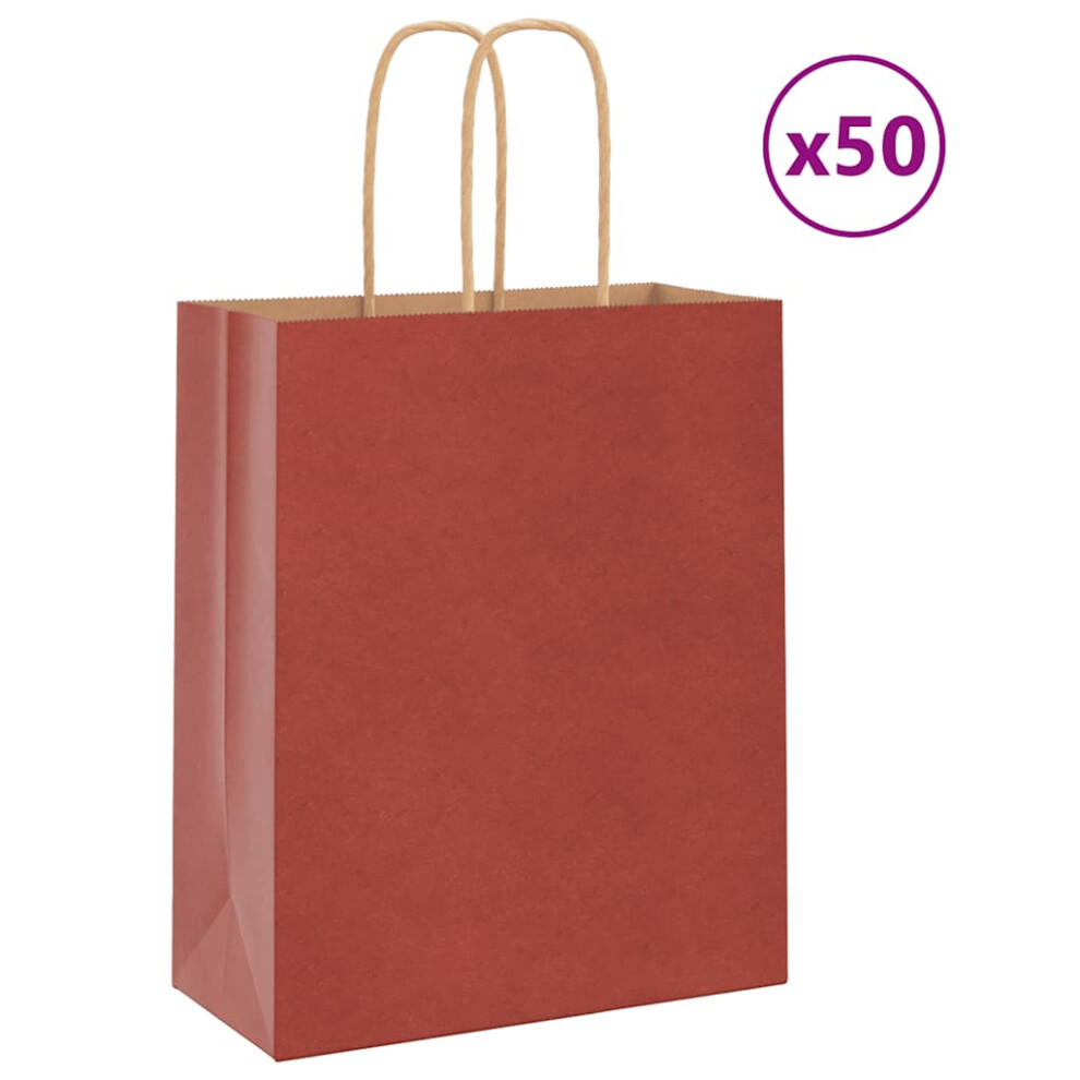 (red, 18 x 8 x 22 cm) vidaXL Paper Bags 50 pcs with Handles Brown 15x8x21 cm Grocery Paper Gift Bag