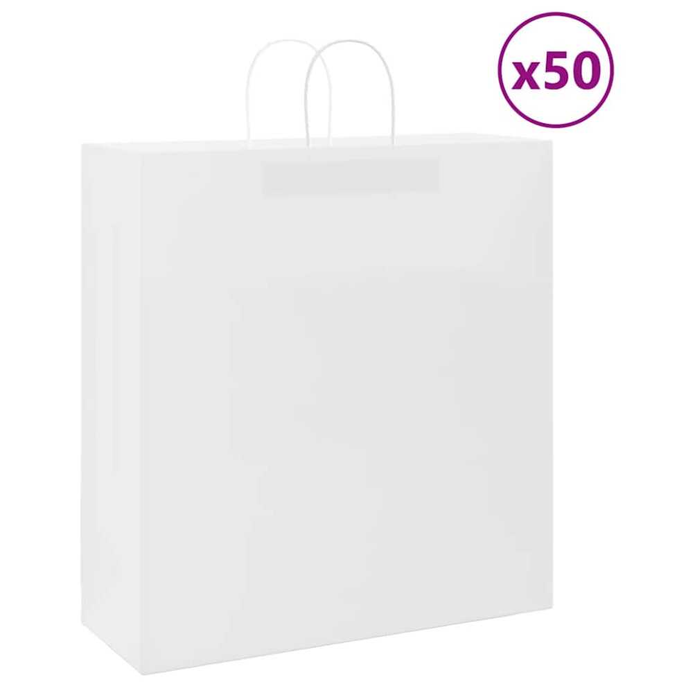 (white, 45 x 17 x 48 cm) vidaXL Paper Bags 50 pcs with Handles Brown 15x8x21 cm Grocery Paper Gift Bag