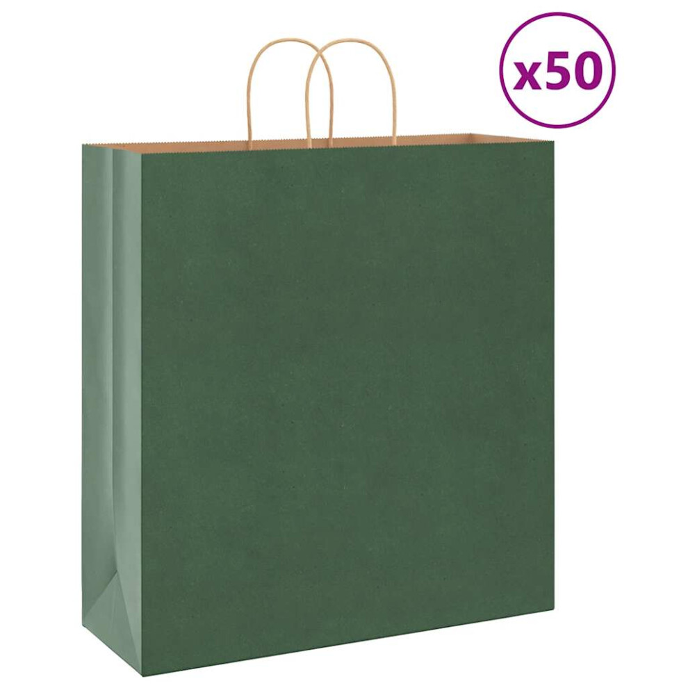 (green, 45 X 17 X 48 cm) vidaXL Paper Bags 50 Pcs With Handles Brown 15x8x21 Cm Grocery Paper Gift Bag