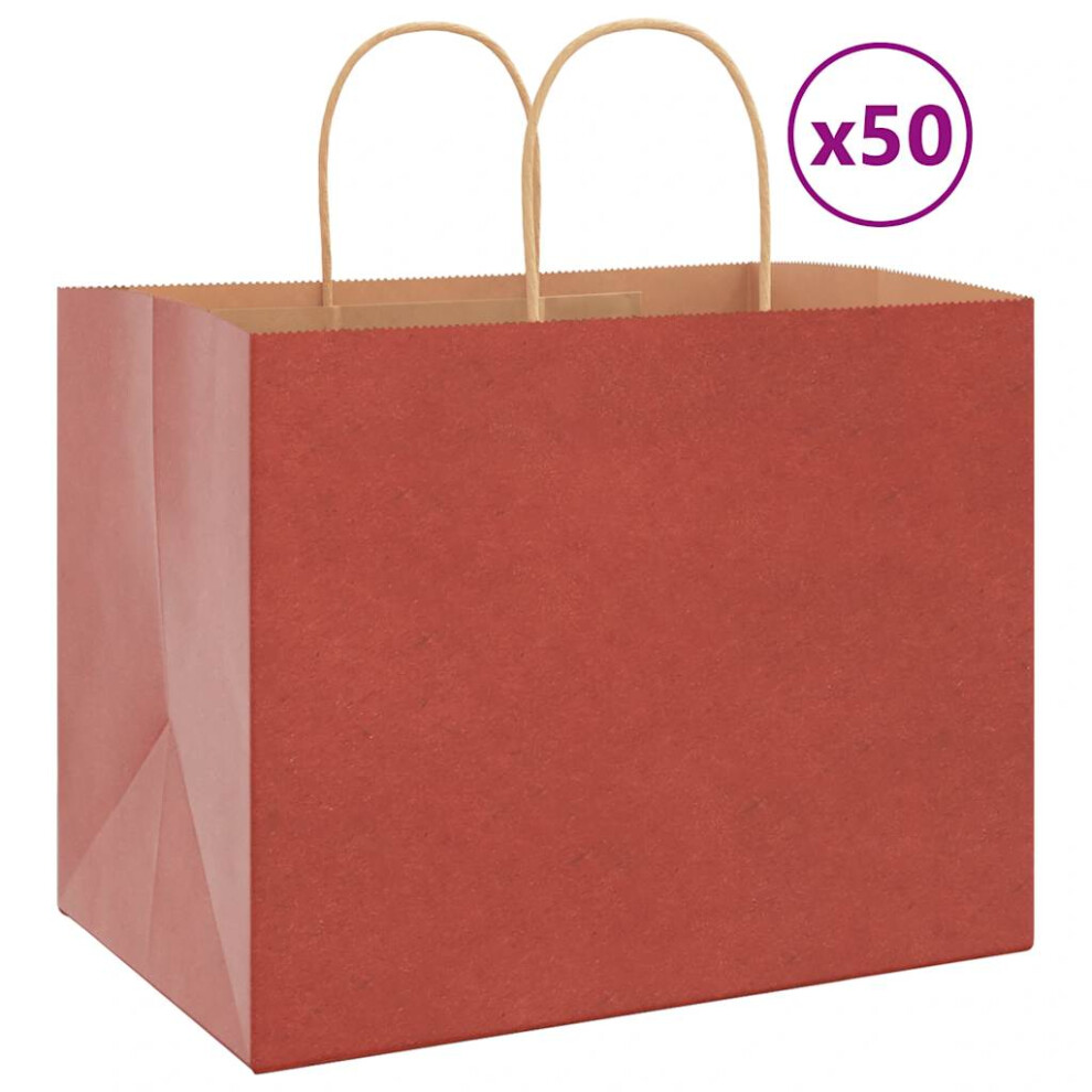 (red, 32 X 22 X 24 cm) vidaXL Paper Bags 50 Pcs With Handles Brown 15x8x21 Cm Grocery Paper Gift Bag