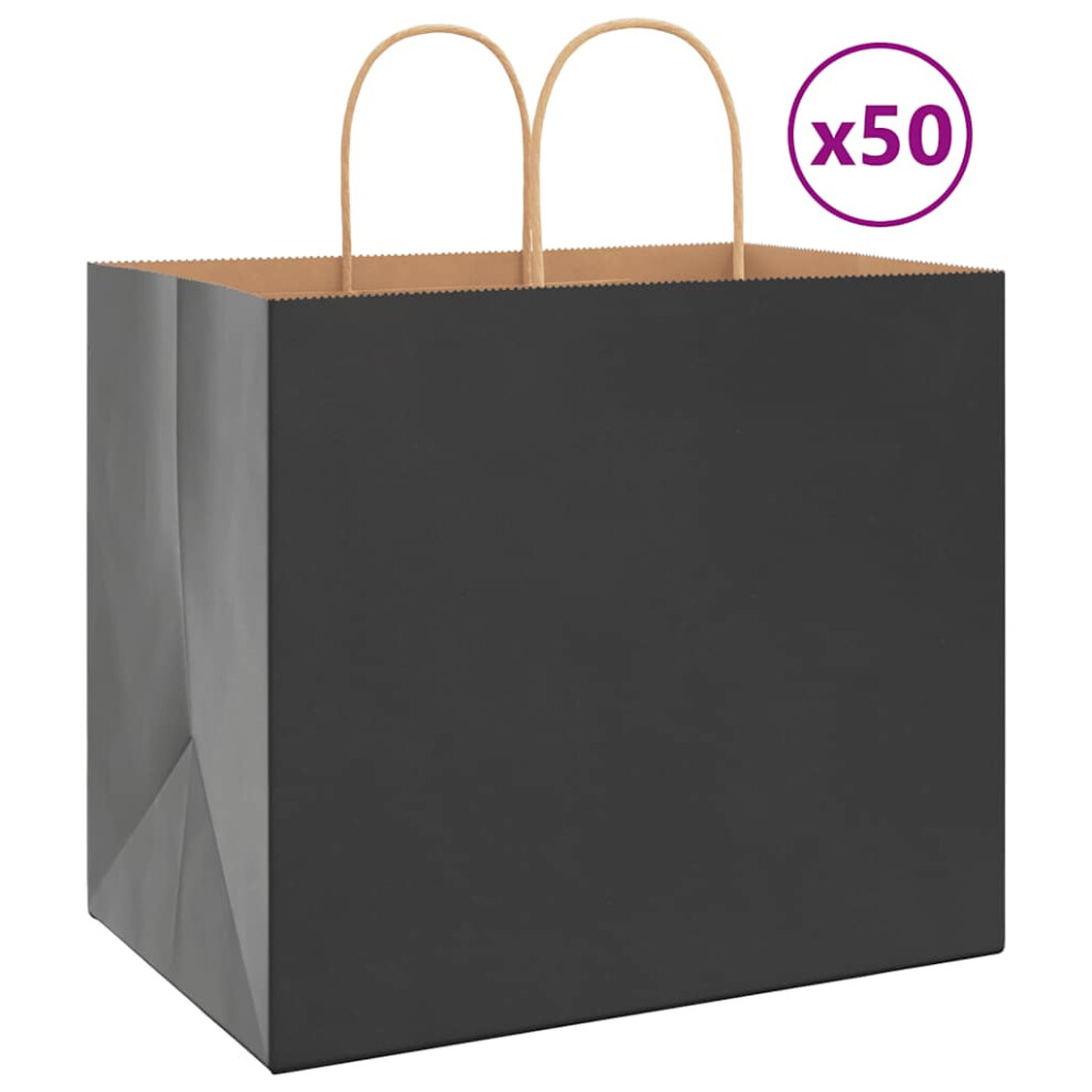 (black, 32 x 22 x 28 cm) vidaXL Paper Bags 50 pcs with Handles Brown 15x8x21 cm Grocery Paper Gift Bag