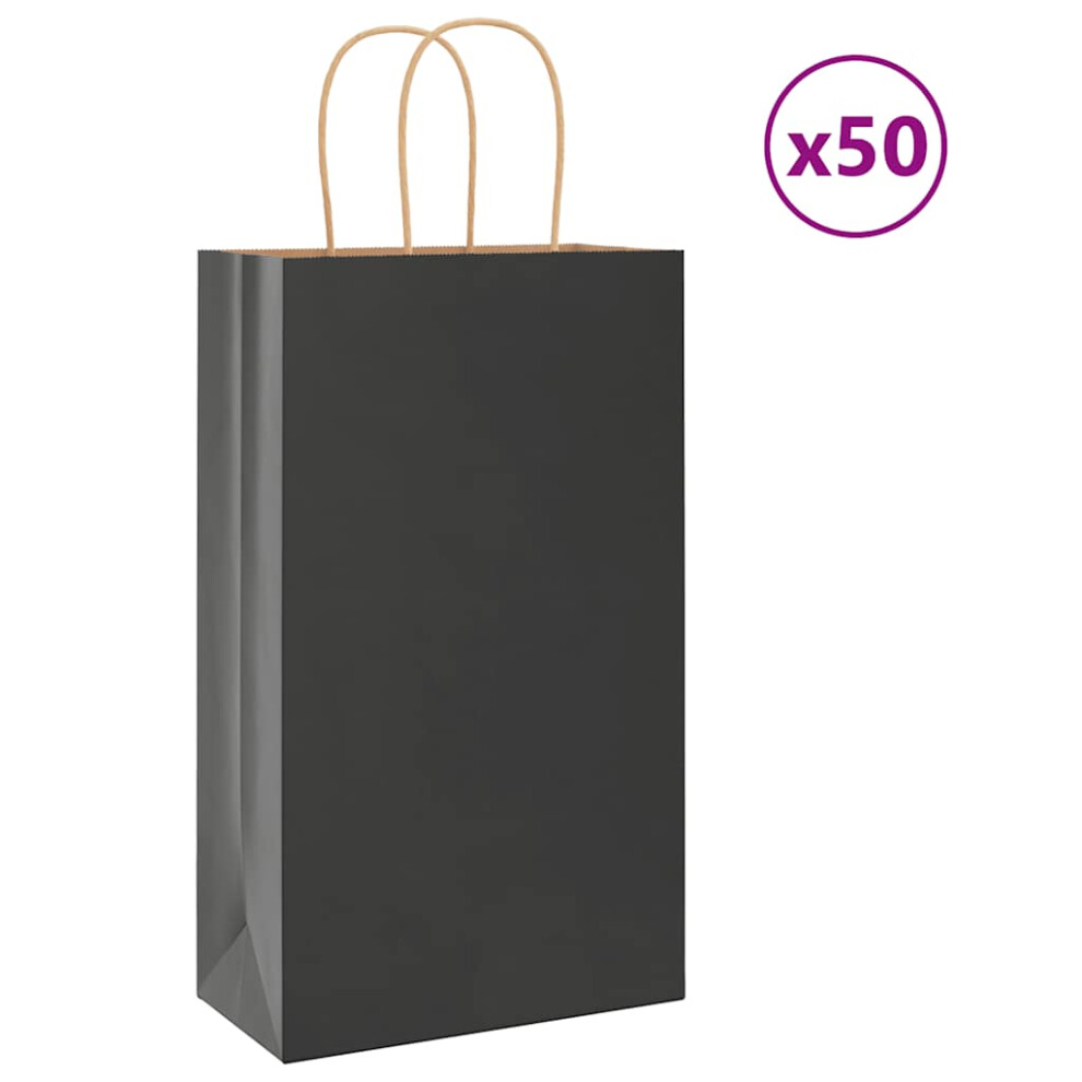 (black, 21 x 11 x 36 cm) vidaXL Paper Bags 50 pcs with Handles Brown 15x8x21 cm Grocery Paper Gift Bag